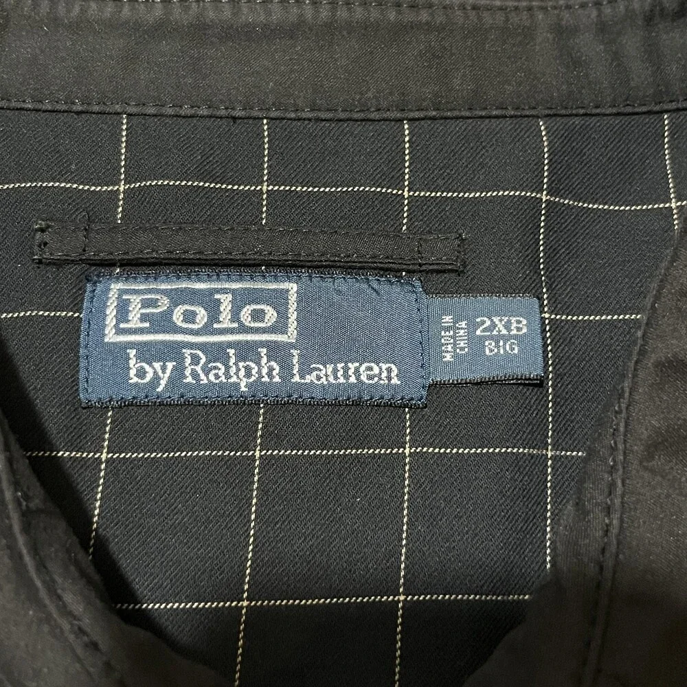 Polo Ralph Lauren Harrington Jacket Vintage 2XB Black Windbreaker Windowpane 90s